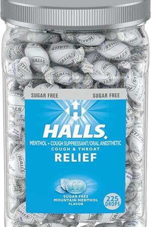 Halls Relief Mountain Menthol Sugar Free Cough Drops, Bulk Cough Drops, 225 Drops