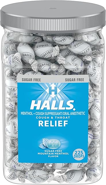 Halls Relief Mountain Menthol Sugar Free Cough Drops, Bulk Cough Drops, 225 Drops