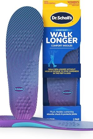 Dr Scholl's Walk Longer Insoles - Comfortable Plush Foam Cushioning Inserts for Walking, Hiking, and Standing on Feet All-Day with Arch Support - Walk 50% Longer Without Muscle Fatigue