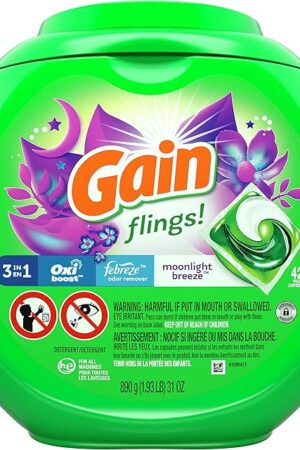 Gain flings! Liquid Laundry Detergent Pacs, Moonlight Breeze, 42 Count