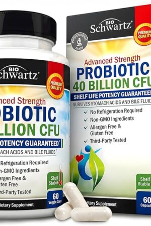 Daily Probiotic Supplement with 40 Billion CFU - Gut Health Complex with Astragalus and Lactobacillus Acidophilus Probiotic for Women and Men - Shelf Stable with Prebiotics for Digestive Health