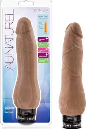 Blush Novelties Au Naturel - Tomas 85" Realistic Sensa Feel Dual Density Vibrating Dildo - IPX7 Waterproof - Twist Dial Adjustable Multi Speed Vibrations - Sex Toy