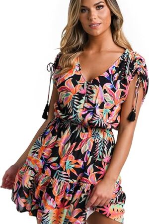 Women's Short Sleeve Mini Dress Swimsuit Cover Up