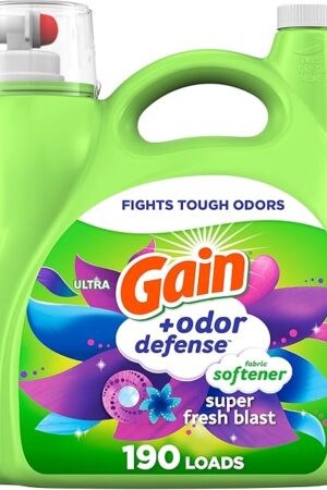 Gain + Odor Defense Liquid Fabric Softener, Super Fresh Blast Scent, 140 oz 190 Loads, HE Compatible