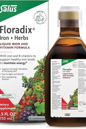 Floradix by Salus Iron & Herbs - Liquid Herbal Supplement for Energy Support* - Iron Supplement with Vitamin C & B Complex Vitamins - for Men & Women - 85 Fl Oz