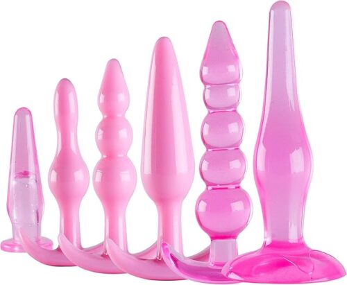 YiFeng 6PCS Anal Trainer Kit Butt Plugs Beginner Set Silicone Prostate Massager (Pink