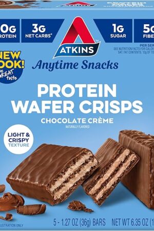 Atkins Chocolate Cr?me Protein Wafer Crisps, Protein Dessert, 4g Net Carb, 1g Sugar, High in Fiber, Keto Friendly, 5 Count