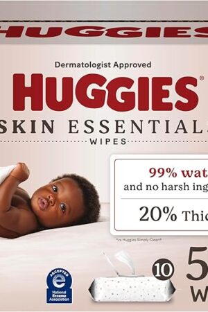 Huggies Skin Essentials Baby Wipes, Hypoallergenic, 99% Water, 10 Flip Top Packs (560 Wipes Total)
