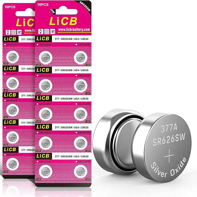 LiCB 20 Pack SR626SW 377 626 Watch Battery 15V Button Cell Batteries
