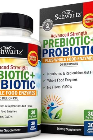 Advanced Prebiotics and Probiotics for Women & Men, Immune, Digestive & Gut Health with L Reuteri, Inulin Fiber, Digestive Enzymes, Non-GMO, Gluten-Free, Dairy-Free, 30 Capsules