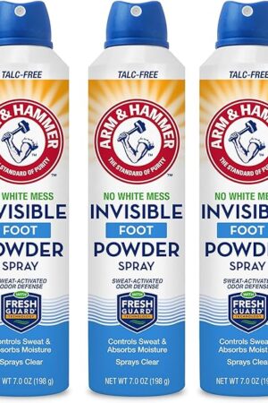 Arm & Hammer Invisible Foot Powder Spray, Clear Talc-Free Foot Odor & Sweat Control, Foot Spray Odor Eliminator Spray, Foot Odor Eliminator For Men & Women, Foot Odor Spray, 7 Oz (3 Pack)