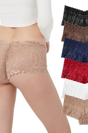 Boyshort Underwear for Women Lace Boyshorts Sexy Comfortable Cheeky Panties Size S-2XL