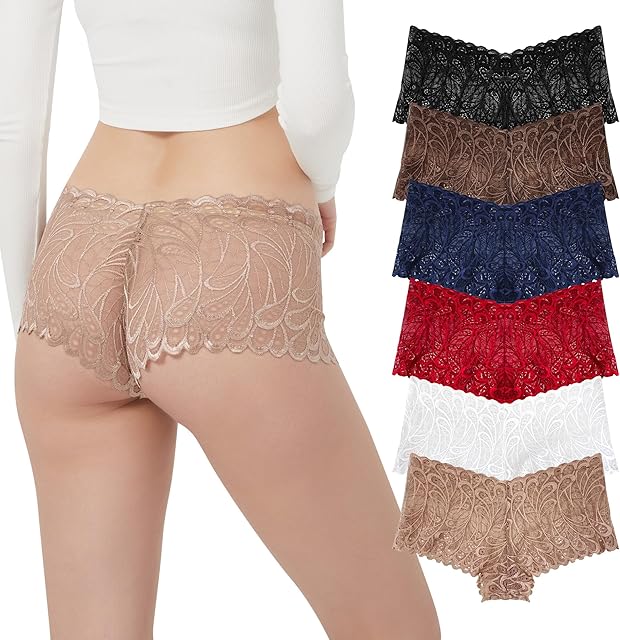 Boyshort Underwear for Women Lace Boyshorts Sexy Comfortable Cheeky Panties Size S-2XL
