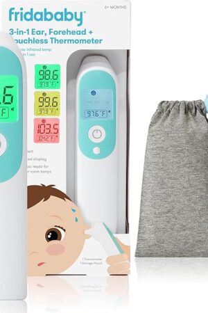 Frida Baby Thermometer, 3-in-1 Infrared Thermometer for Ear, Forehead & Touchless, FSA/ HSA Eligible Fever Thermometer for Baby, Infants ,Toddlers, Kids & Adults