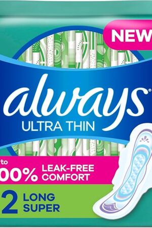 Always Ultra Thin Feminine Pads For Women, Size 2 Long Super Absorbency, With Wings, Unscented, 58 Count