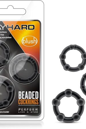 Blush Novelties Genuine Stay Hard Beaded Cock Rings in 3 Sizes - Soft, Super Stretchy - Increase Stamina - Longer, Harder, Bigger Thick Erections - Add Girth - Male Enhancement Sex Toy