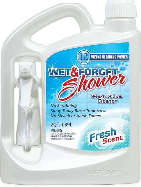 Wet & Forget Shower Cleaner Spray Multi-Surface Weekly Application Requires No Scrubbing, Bleach-Free Formula, Ready to Use, Fresh Scent, 3 Months of Cleaning, 64 Fluid Ounces, 1 Pack
