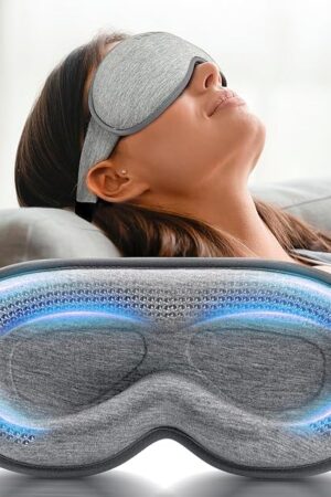 Weighted Eye Mask for Sleeping - Blackout Sleep Mask for Women Men, FACEMOON Lash Extension Eye Covers, Memory Foam, 3D Contoured, Airplane Travel Essentials, Blindfold for Meditation(Gray)