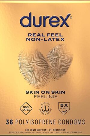 Durex Condoms for Sex, Non Latex Avanti Bare Real Feel Lubricated, Regular Fit for Men with Natural on Skin Feeling, FSA and HSA Eligible (Packaging May Vary),36 Count