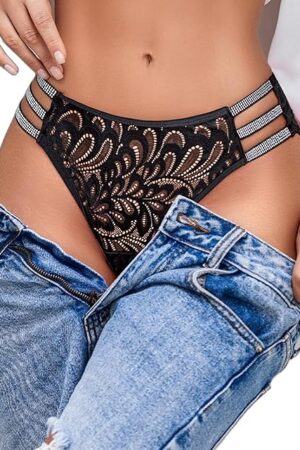 Women Sexy Panties Lace Glitter Panty Cheeky Bikini Underwear 1-4 Pack