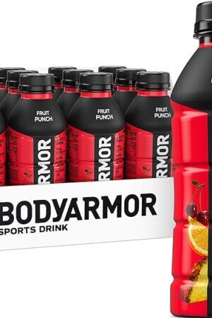 BODYARMOR Sports Drink Sports Beverage, Fruit Punch, Coconut Water Hydration, Natural Flavors With Vitamins, Potassium-Packed Electrolytes, Perfect For Athletes, 16 Fl Oz (Pack of 12)
