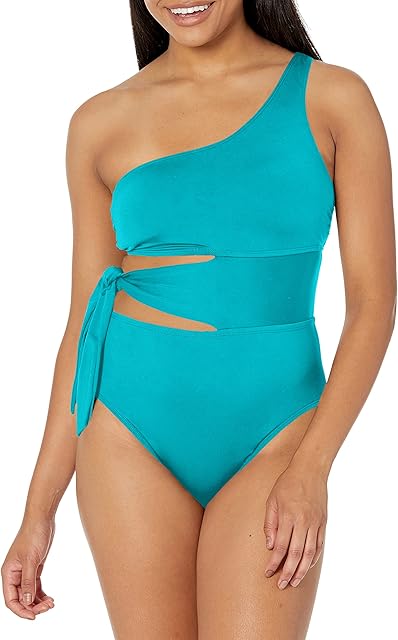 Women's One Piece Swimsuit Cutout Single Shoulder Tummy Control Island Goddess Bathing Suit