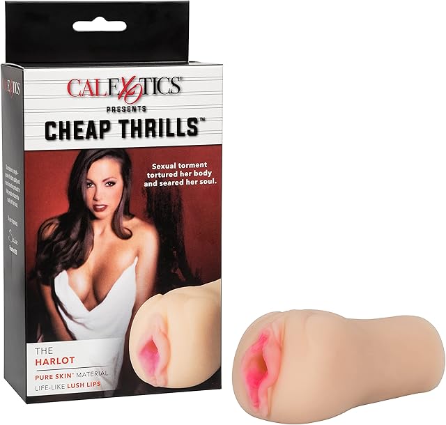 CalExotics Cheap Thrills The Harlot - Travel Sized Male Masturbator - Silicone Masturbation Sleeve - 4.75-Inch Adult Male Sex Toy - Ivory