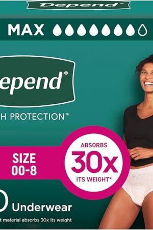 Depend Fresh Protection Adult Incontinence & Postpartum Bladder Leak Underwear for Women, Disposable, Maximum, Small, Blush, 80 Count (2 Packs of 40), Packaging May Vary