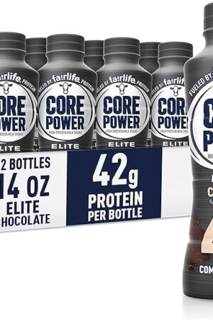 Core Power Elite High Protein Shake, Chocolate, 42g Bottle, 14oz, 12 Pack