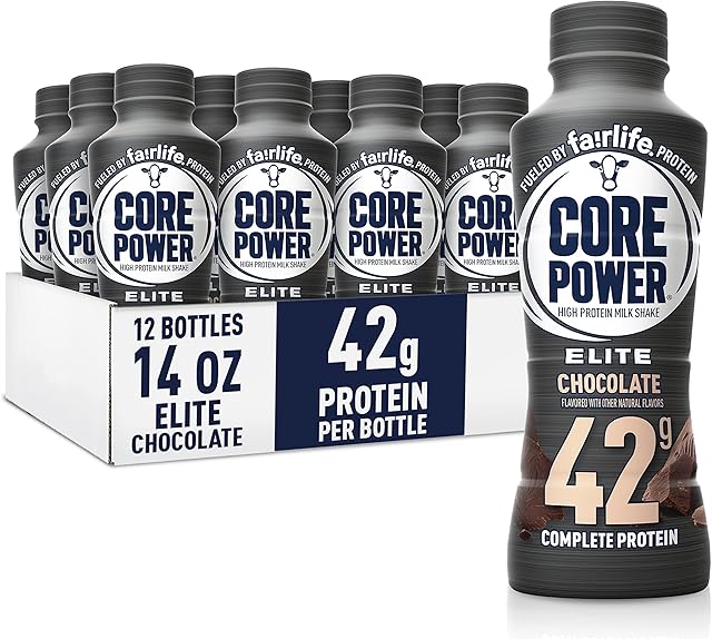 Core Power Elite High Protein Shake, Chocolate, 42g Bottle, 14oz, 12 Pack