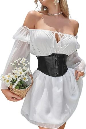 Womens Sexy Satin Vintage Underbust Waist Training Corset Bustier