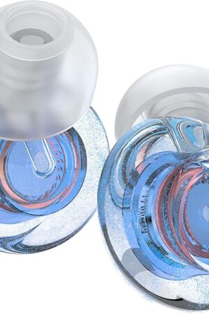 Ear Plugs for Concerts, 2 Pack High Fidelity Ear Plugs, Reusable Silicone Earplugs for Concert, Rave, Work, Musicians, 5 Pair Ear Tips in S/M/L, 18-25 dB Concert Ear Plugs for Noise Cancelling(Blue)