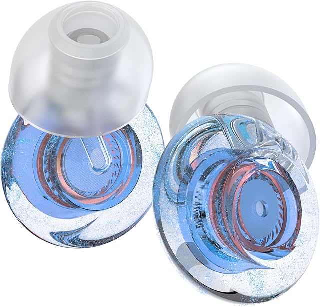 Ear Plugs for Concerts, 2 Pack High Fidelity Ear Plugs, Reusable Silicone Earplugs for Concert, Rave, Work, Musicians, 5 Pair Ear Tips in S/M/L, 18-25 dB Concert Ear Plugs for Noise Cancelling(Blue)