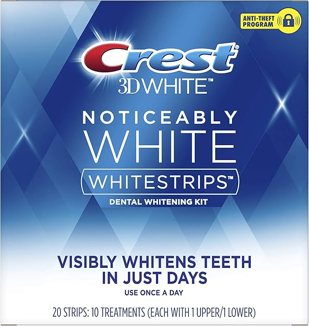 Crest 3D Whitestrips, Noticeably White, Teeth Whitening Strip Kit, 20 Strips (10 Count Pack)