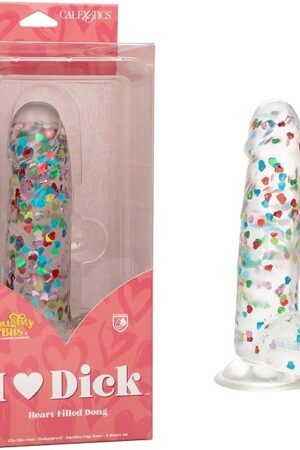 CalExotics Naughty Bits I Love Dick Heart-Filled Dong, Multi-Colored