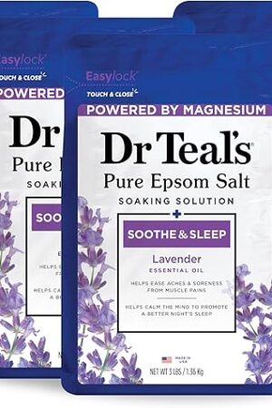 Dr Teal's Epsom Salt Magnesium Soak, Soothe & Sleep with Lavender, 3 lbs (Pack of 4)