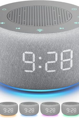 Buffbee Sound Machine & Alarm Clock 2-in-1, 18 Soothing Sound, 7 Night Light, Sleep Timer, Precise 30-Level Volume Control White Noise Machine
