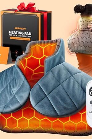 Graphene-Infused Weighted Heating Pad, Effective Pain Relief Instant Heating Pads for Neck and Shoulders and Back, Ergonomic Heated Wrap w/ 6 Heat Options 4 Auto Timer, Christmas Gifts for Women Men