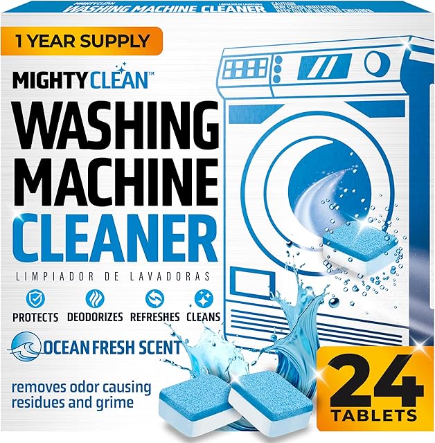 Washing Machine Cleaner Tablets 24 Pack - 1 Year Supply, Septic Safe Washing Machine Cleaning Tablets, Washer Cleaner Tablet, Works with All Washers Including HE