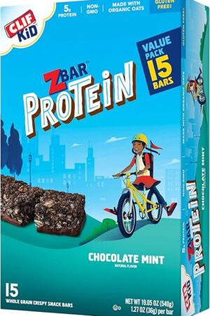 CLIF Kid Zbar Protein - Chocolate Mint - Crispy Whole Grain Snack Bars - Made with Organic Oats - Non-GMO - 5g Protein - 127 oz (15 Pack)