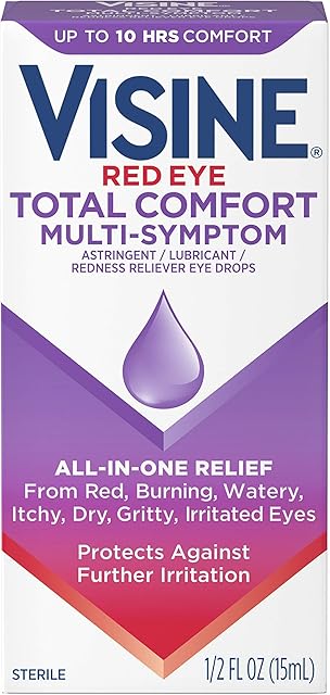 Visine Multi-Symptom Eye Drops - Astringent, Lubricant & Redness Reliever for Irritated, Dry, Red Eyes - 05 fl oz