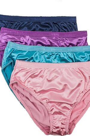 Barbra Womens Silky Sexy Satin Bikini Panties S - Plus Size Women Underwear Multi-Pack