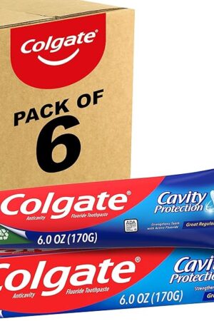 Colgate Cavity Protection Toothpaste with Fluoride, Great Regular Flavor, 6 Ounce (Pack of 6)