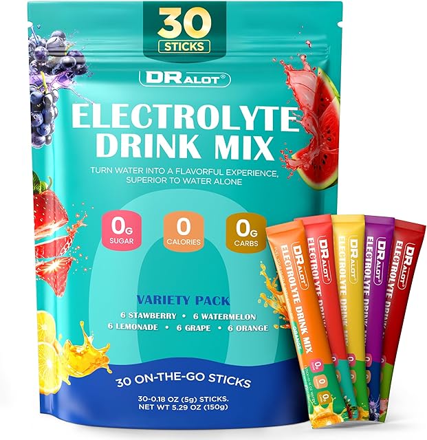 Juicy Splash 30 Packs Sugar Free Electrolytes Powder w/Natural Flavor, Liquid Daily IV Recharge+Tech Mix 5 Electrolyte for Balance, Raw Seasalt Hydration Packets for GF, Vegan, Non-GMO, Keto