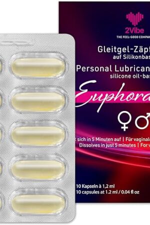 2Vibe EuphoraGel - Personal Lubricant Suppositories in Discrete Capsule Form - Premium Sexual Enhancement - Silicone Based (10 x 12 ml)