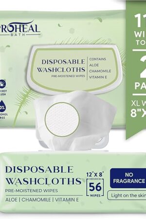 X Large Wet Wipes for Adults - 2 Packs of 56 [112 Count] Disposable Incontinence Wipes, 12" x 8" Adult Wipes for Elderly - Personal Body Wipes for Women and Men, Pre Moistened Adult Washcloths