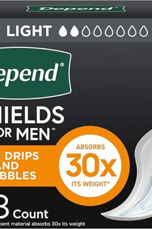 Depend Shields Incontinence Pads for Men, Light Absorbency, 58 Count (Packaging May Vary)
