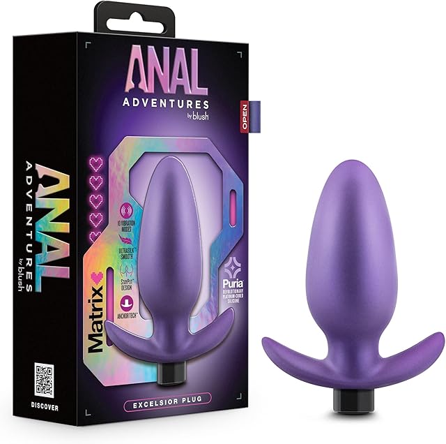 Blush Adult Sex Toys for Women Men Gay - Adventures Matrix Silicone Vibrating Anal Plug - 4.75" | 10 Mode Butt Plug Vibrator for Prostate or Anal Pleasure | StayPut Design & AnchorTech Base Butt Toy