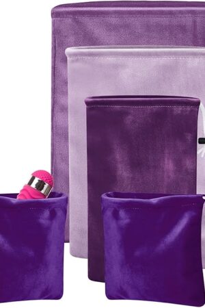 Amylove 4 Pcs Adult Game Toy Storage Bags Drawstring Gift Pouches Reusable Organizer for Adult Toy Bags Foldable Ditty Pouches, 4 Sized for Home Travel(Purple Color,Classic)