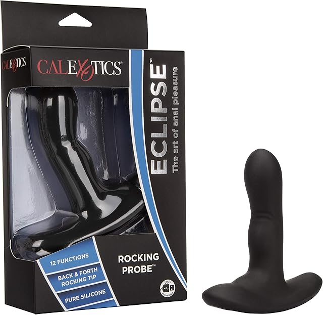 CalExotics Silicone Wireless Rocking Probe ? Silicone Vibrator Prostate Anal Plug ? Adult Stimulator Fetish Sex Toy for Couples - Black